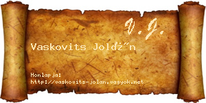 Vaskovits Jolán névjegykártya