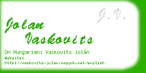 jolan vaskovits business card